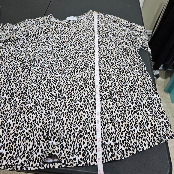 Carmen Marc Valvo Womens Leopard Print Top Plus Size Bell Sleeves Artsy Office - Picture 8 of 8